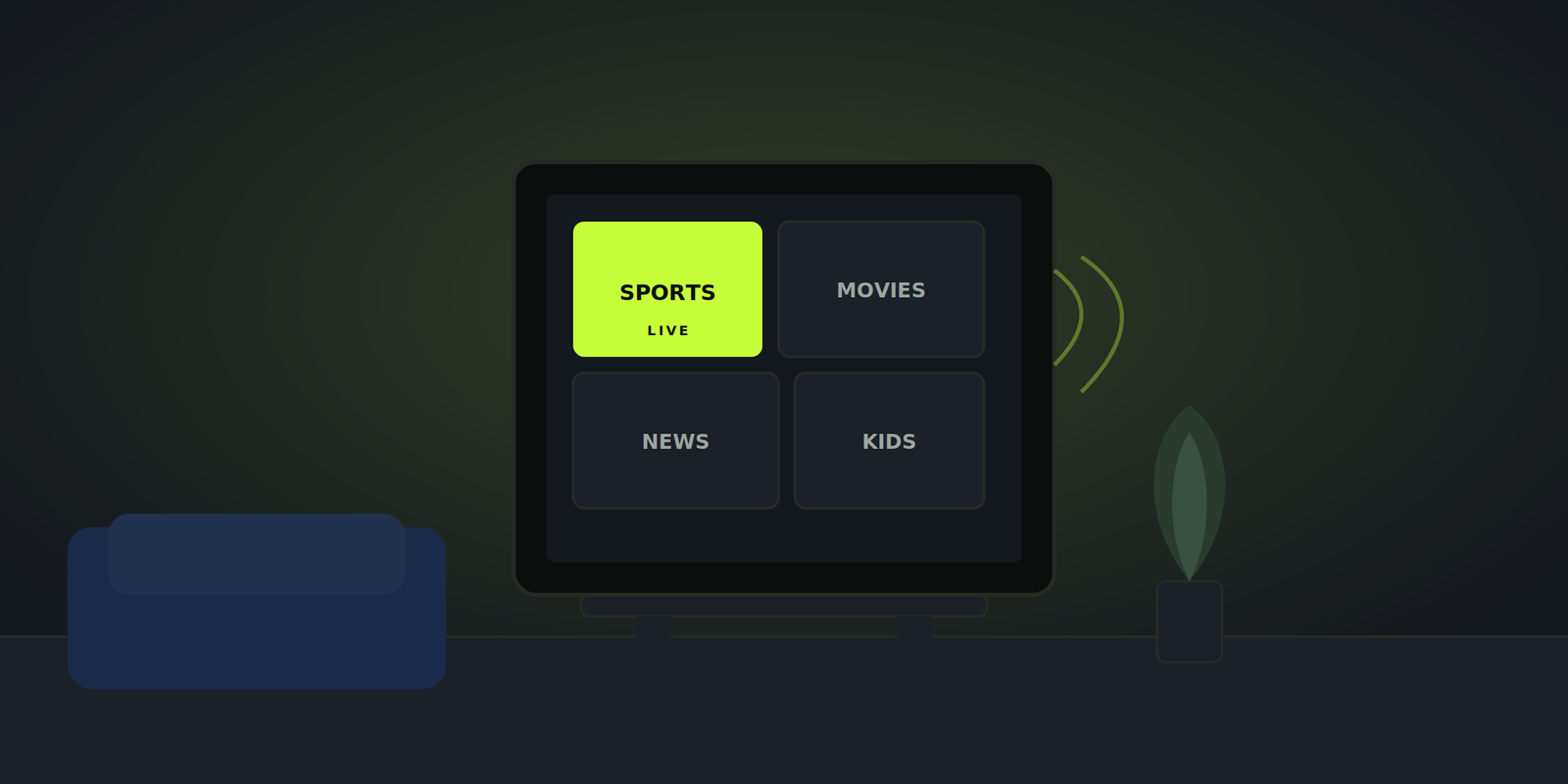 Family watching 4K live sports on a smart TV streaming with Elite IPTV